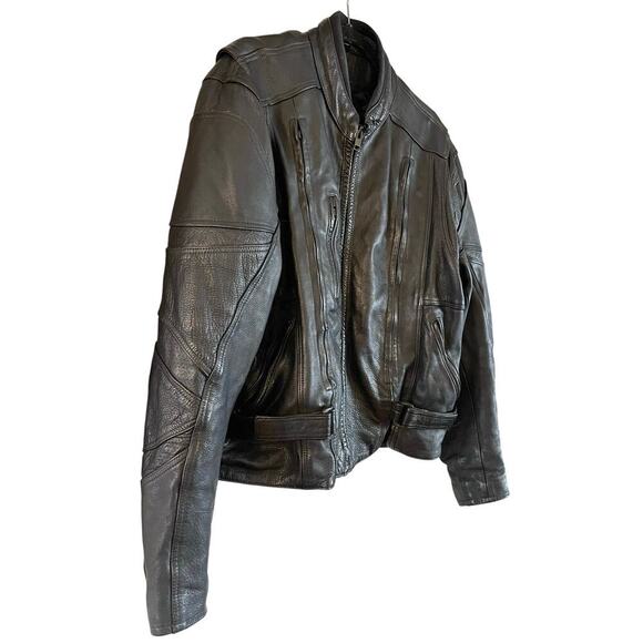 VTG UNIK Ultra Genuine Leather Men's Motorcycle Jacket Coat Zip Out Liner Large - Picture 2 of 10